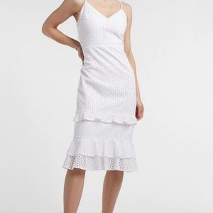 Express Eyelet Lace Tiered Ruffle Midi Dress